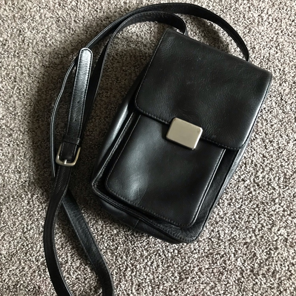 Leather crossbody Maya black unisex bag